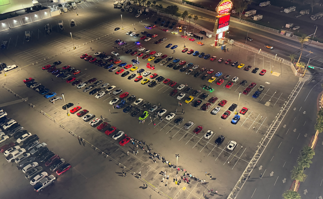 Aerial view of Corvettes of Bakersfield gathering